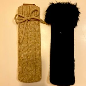 Horizon Two wine gift bags.faux fur trim,and gold lured